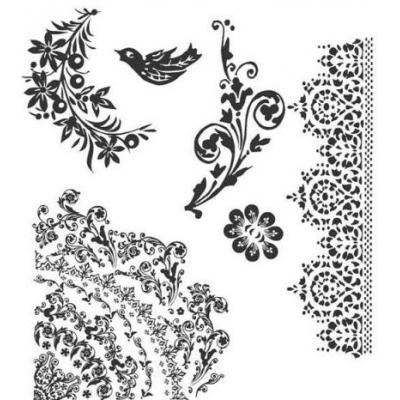 Stampers Anonymous Tim Holtz Cling Stamps - Floral Tattoo